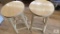 2 small wood bar stools