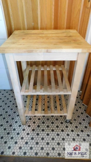 Wood top cart w/ shelves