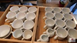 Wood crates, soup, coffee mugs