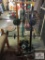 Lot: weight bench, weight rack, weights (does not include punching bag frame)