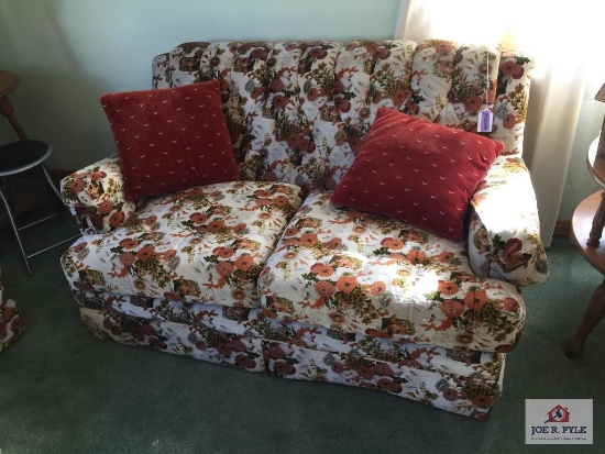 Flowered two 2 seat sofa