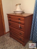 Four 4 drawer dresser and antique pitcher and bowl