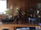 Lot four 4 sailing ship models