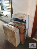 Lot: two 2 lawn chairs and two 2 fans