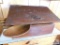 Wood bread box and wall hanging fork and spoon