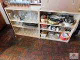 2 Cabinets and contents - glasses and bowls