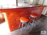 Vinyl Covered Bar and 2 Stools 9 1/2 ft x 2ft x 45