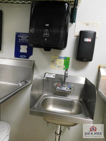 Stainless steel hand sink, includes soap and towel dispensers