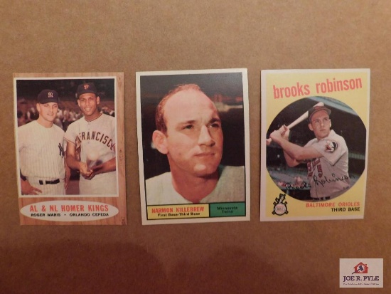 1959 Topps Brooks Robinson, 1961 Topps Harmon Killebrew, & 1962 Topps 1961 AL & NL Home Run Kings