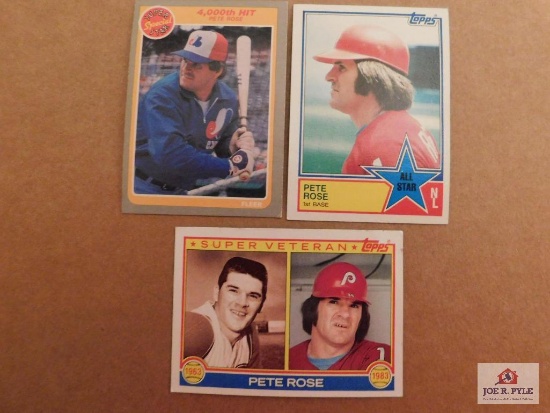 Pete Rose cards: 1983 Topps All-Star, Fleer 4,000th Hit, & 1984 Topps Super Veteran