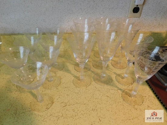 Acid etched wine glasses