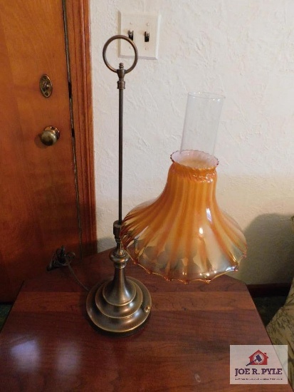 Brass lamp w/ fancy shade