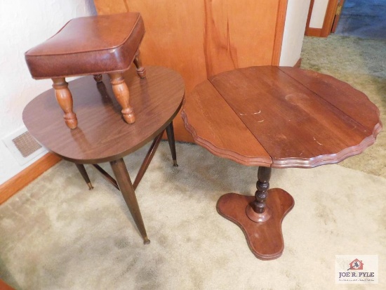 2 Side tables and foot stool