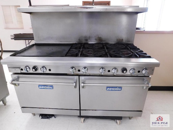 Imperial 6 burner stove w/ griddle & 2 ovens (Gas)