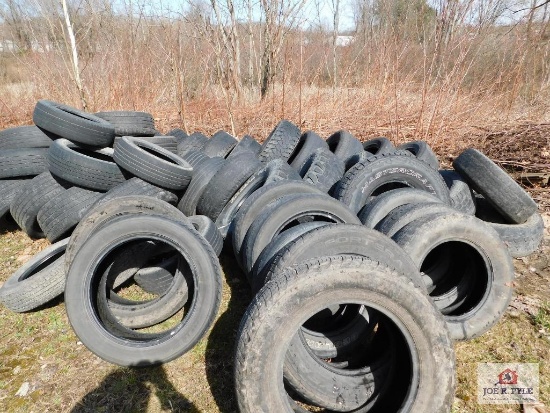 Large lot of used tires