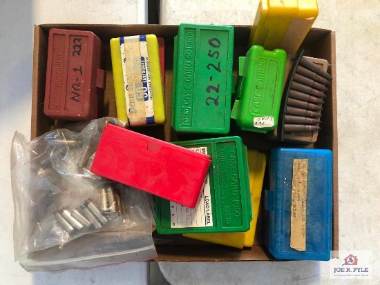 LOT OF VARIOUS AMMO WALLETS AND AMMO BOXES, VARIOUS HAND-LOAD AMMUNITION