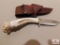 Handmade knife by Marvin Wotring - Deer antler handle, Damascus blade