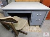 Metal office desk and chair