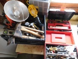 Hammers, wrenches, saws, safety light, grease guns