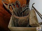 Wood crate & iron hooks