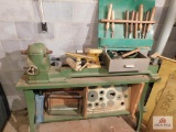 Wood lathe w/ tools & safety shield approx. 4 1/2 ft