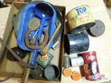 Antique tins and hooks