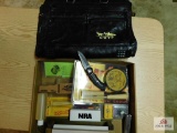 NWTF bag, turkey calls, knife honer, & NRA knife