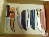 Group of handmade knives w/cases