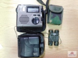 Range finder, Bushnell binoculars, crank radio
