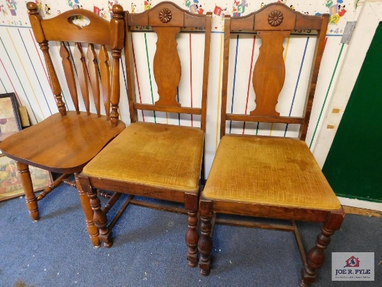 2 vintage chairs, 1 side chair