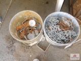 2 Buckets of Chains and Scaffold Pins with Extras