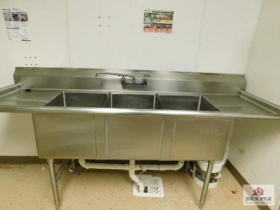 Triple Bowl Stainless Steel Rinse Station with Auto Dose