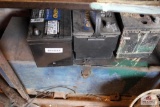 Lot of three batteries and blue metal box