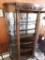 Antique oak - curved glass cabinet w/ claw feet
