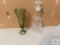 Coin glass decanter & green vase