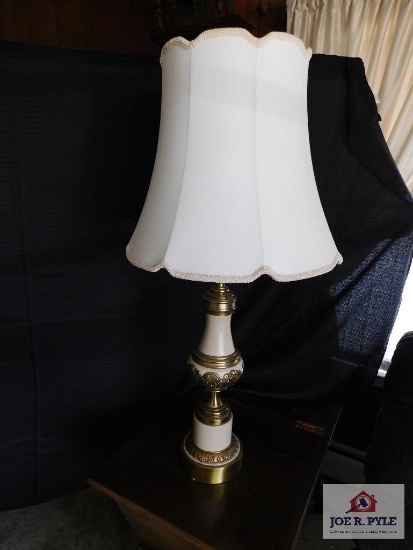 2 cream & gold table lamps