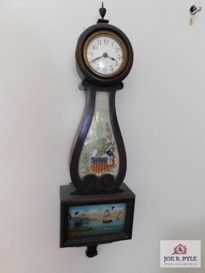 Small 8 day reverse painted banjo clock