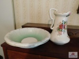 Goodwin pottery bowl, Rose decorated pitcher