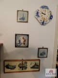 Delft tiles & clock