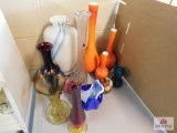 Royal Haeger orange vases with art glass collection