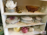 Haviland berry bowl set, Limoges plates with Sadler tea pot, hall teapot and pottery