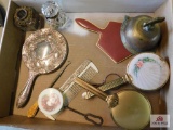 Vintage mirrors, hairbrushes, ink wells