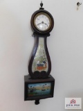 Small 8 day reverse painted banjo clock