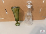 Coin glass decanter & green vase