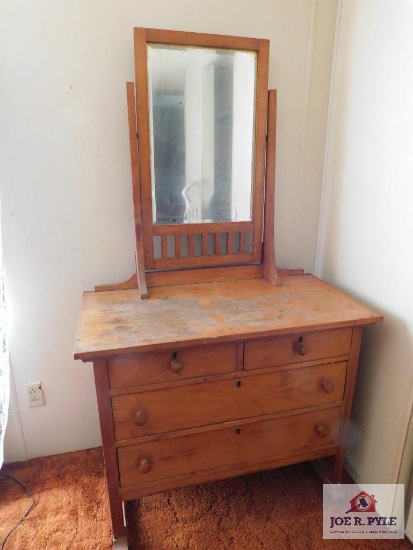 Antique small dresser with tilting mirror