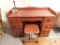 Red Maple Desk with Lamp and Clock