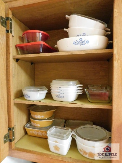 Serving Bowls with Lids-(Pyrex, Corelle), 1 Small Fire King Covered Bowl