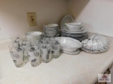 Set of Valment China and Water Glasses