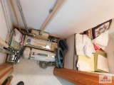 Contents of Closet- Vacuums, Blankets, Table Cloths, Chenille Blanket, Linens