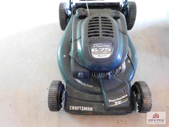 Craftsman 22 Inch Push Mower with Bagger 6.75 HP,22 Inch Rear Discharge, Power Propelled